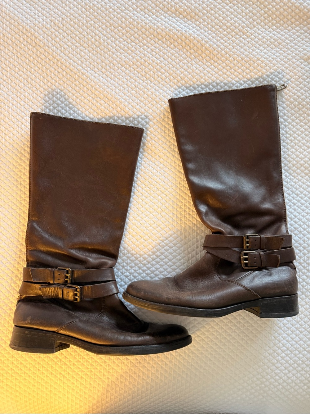 J. Crew Dark Brown Leather Knee-High Buckle Boots
